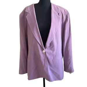 Talbots Womens  Washed Silk Blazer Size 18 Purple Single Button Office Career